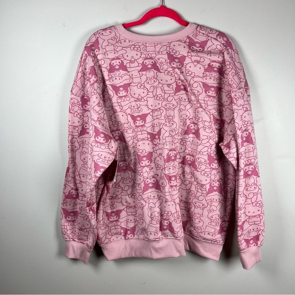 NWT Sanrio Hello Kitty & Friends AOP Pink Long Sleeve Crewneck Sweatshirt XL - Picture 6 of 9